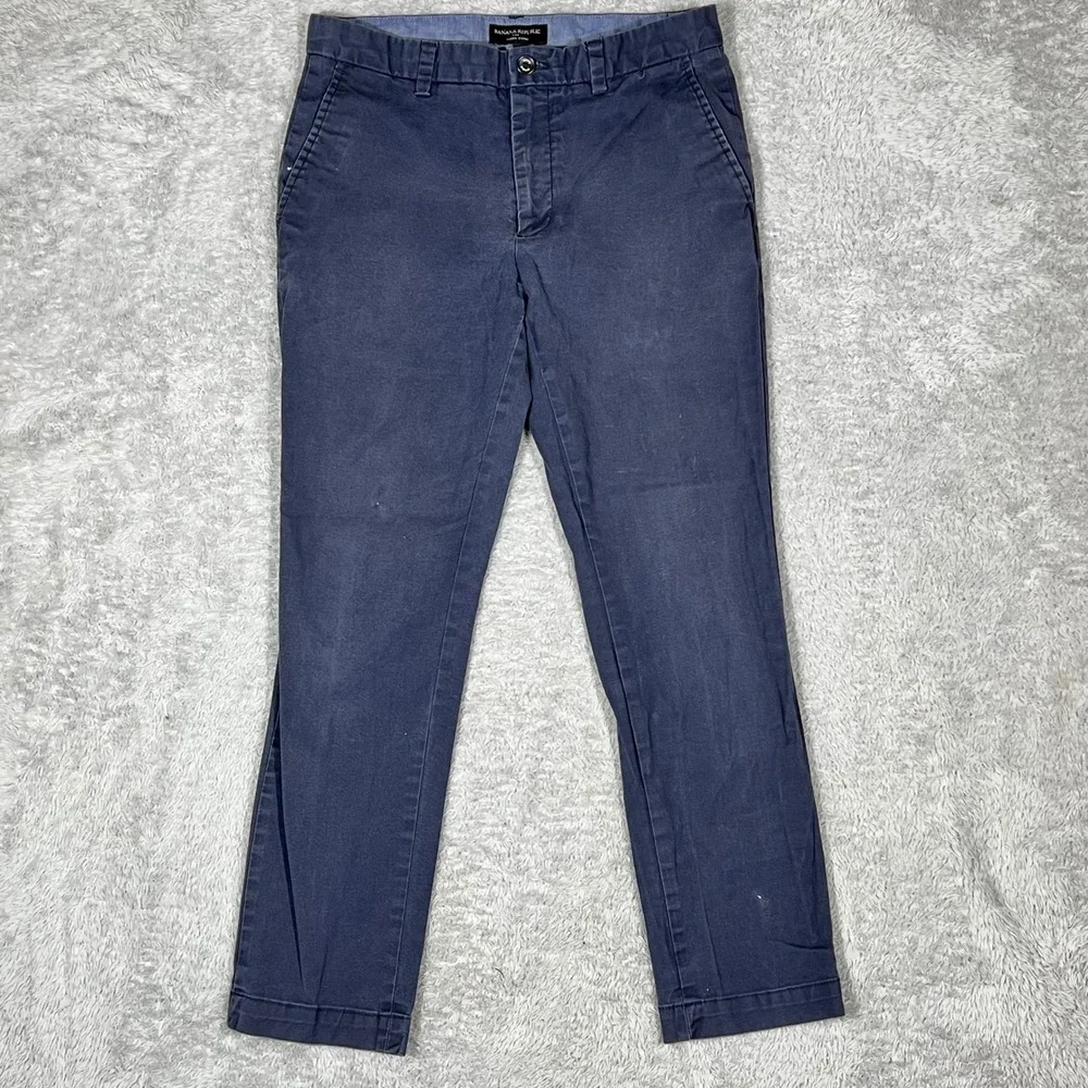 Banana Republic Aiden Chino Mens 31x30 Navy Blue Slim Fit Cotton Twill Pants